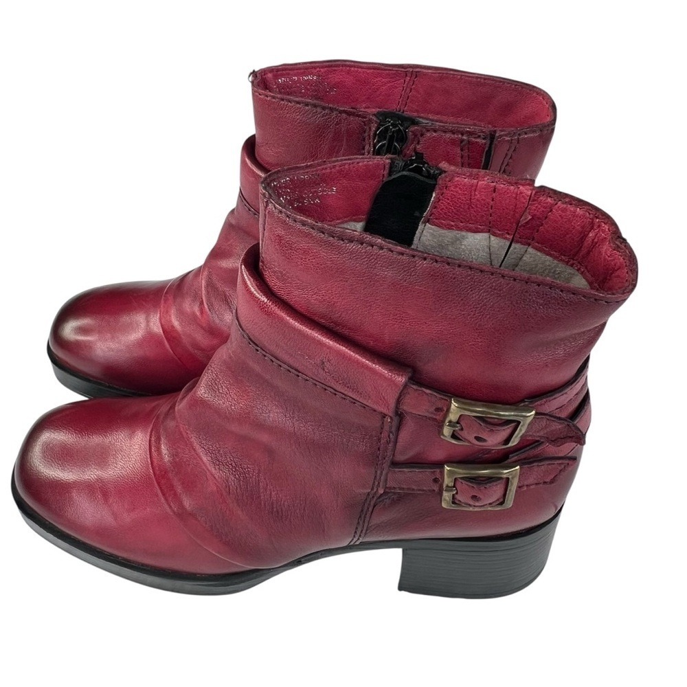 Miz Mooz Leather Buckled Ankle Boots- Macee Crimson Red EU 40 (US 9-9.5) NWOT - Picture 3 of 16